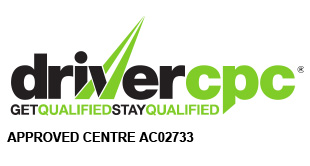 drivercpc logo displaying the text get qualified stay qualified and approved centre AC02733 emphasizing driving qualifications and training 3 qualifications 3 training 3 courses